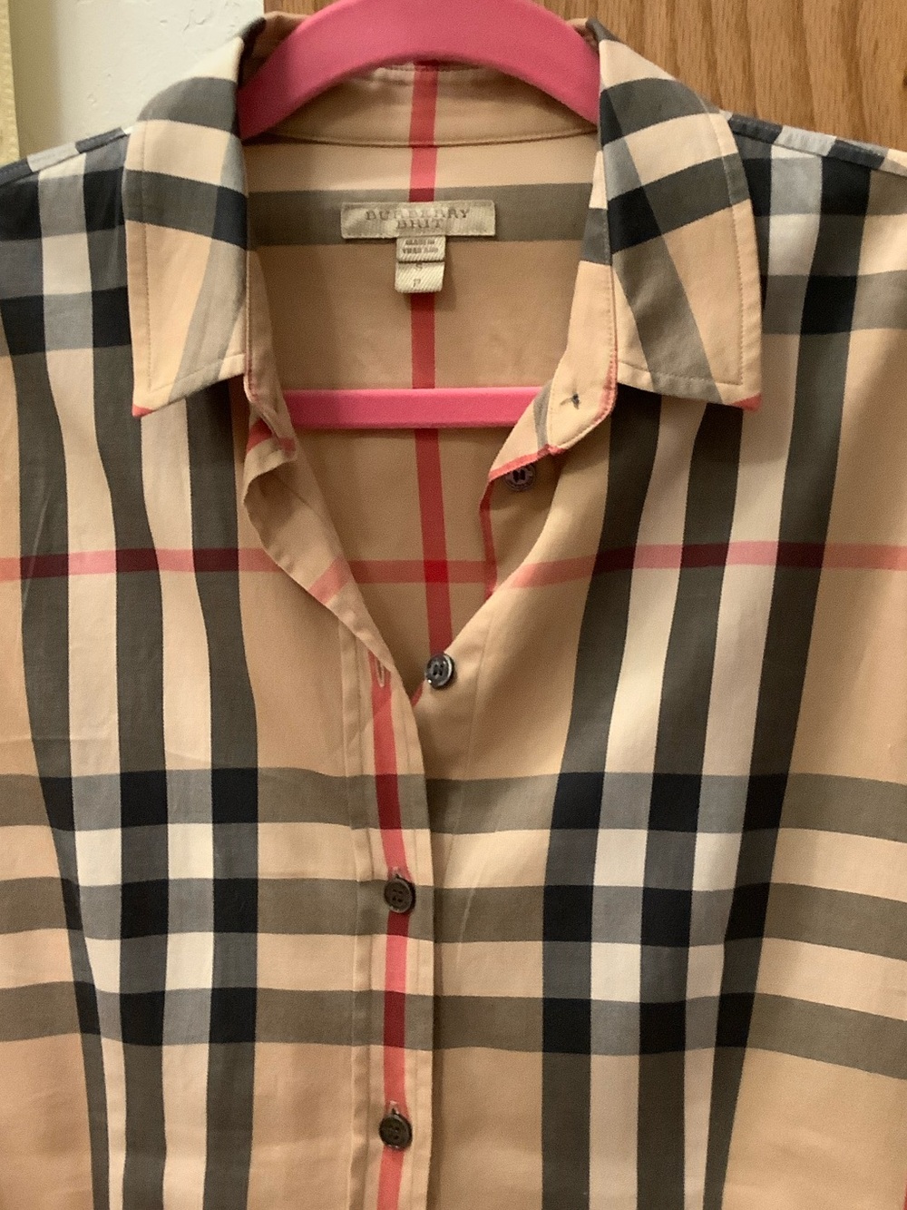 Burberry Classic Check Button-Front Blouse Size S P